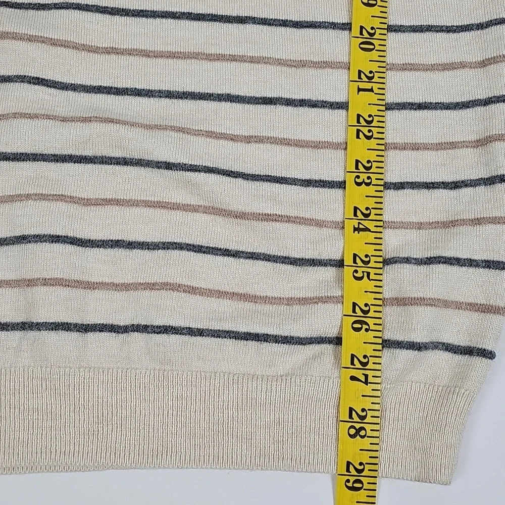 NWOT Nordstrom Men’s Cream Gray Striped Pullover Sweater M Long Sleeve Knit Wool